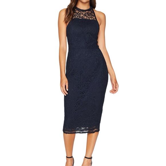 Cooper St. Black Floral Crochet Lace Midi Dress - Size 4 - Picture 1 of 8